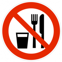 Zákaz jesť a piť!  samolepka