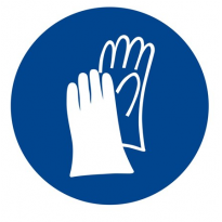  Používaj vhodné ochranné rukavice! samolepka/plast