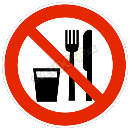 Zákaz jesť a piť! samolepka