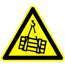 Pozor závesné bremeno!  samolepka/plast