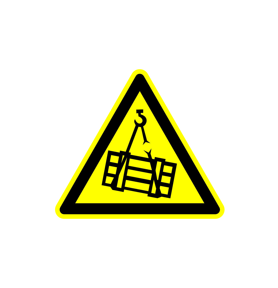 Pozor závesné bremeno!  samolepka/plast