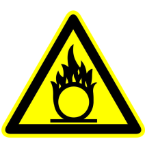 Pozor horľavé materiály!  samolepka/plast