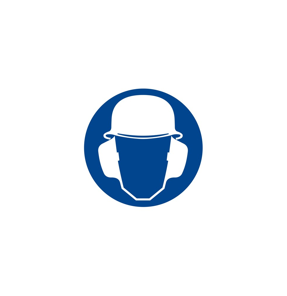 Použi prilbu a chrániče sluchu!  samolepka/plast