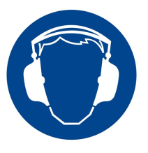 Pracuj s chráničmi sluchu! samolepka/plast