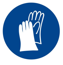  Používaj vhodné ochranné rukavice! samolepka/plast