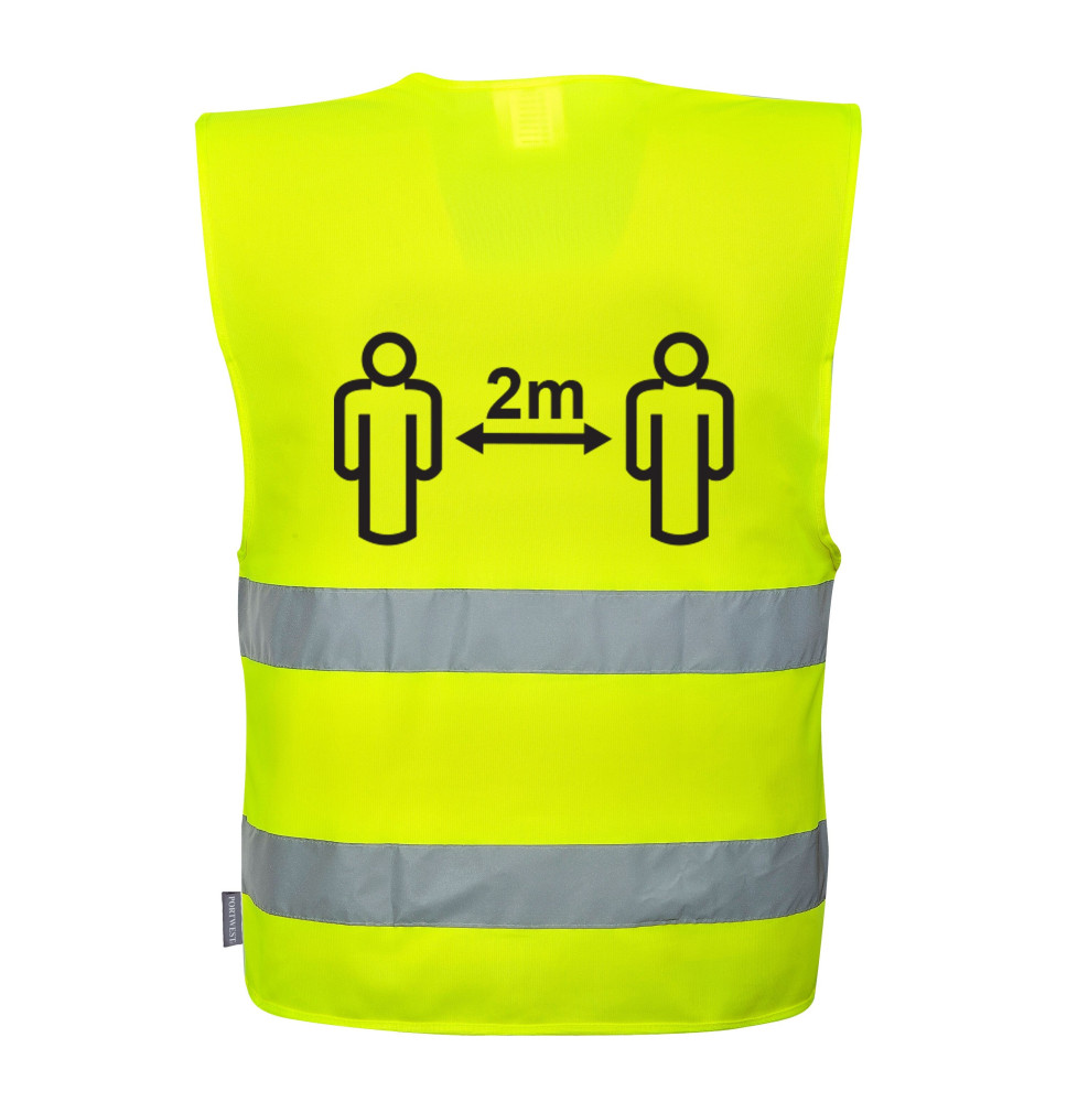 Hi-Vis vesta SOCIÁLNY ODSTUP 2m oranžová