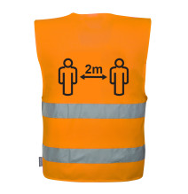 Hi-Vis vesta SOCIÁLNY ODSTUP 2m oranžová