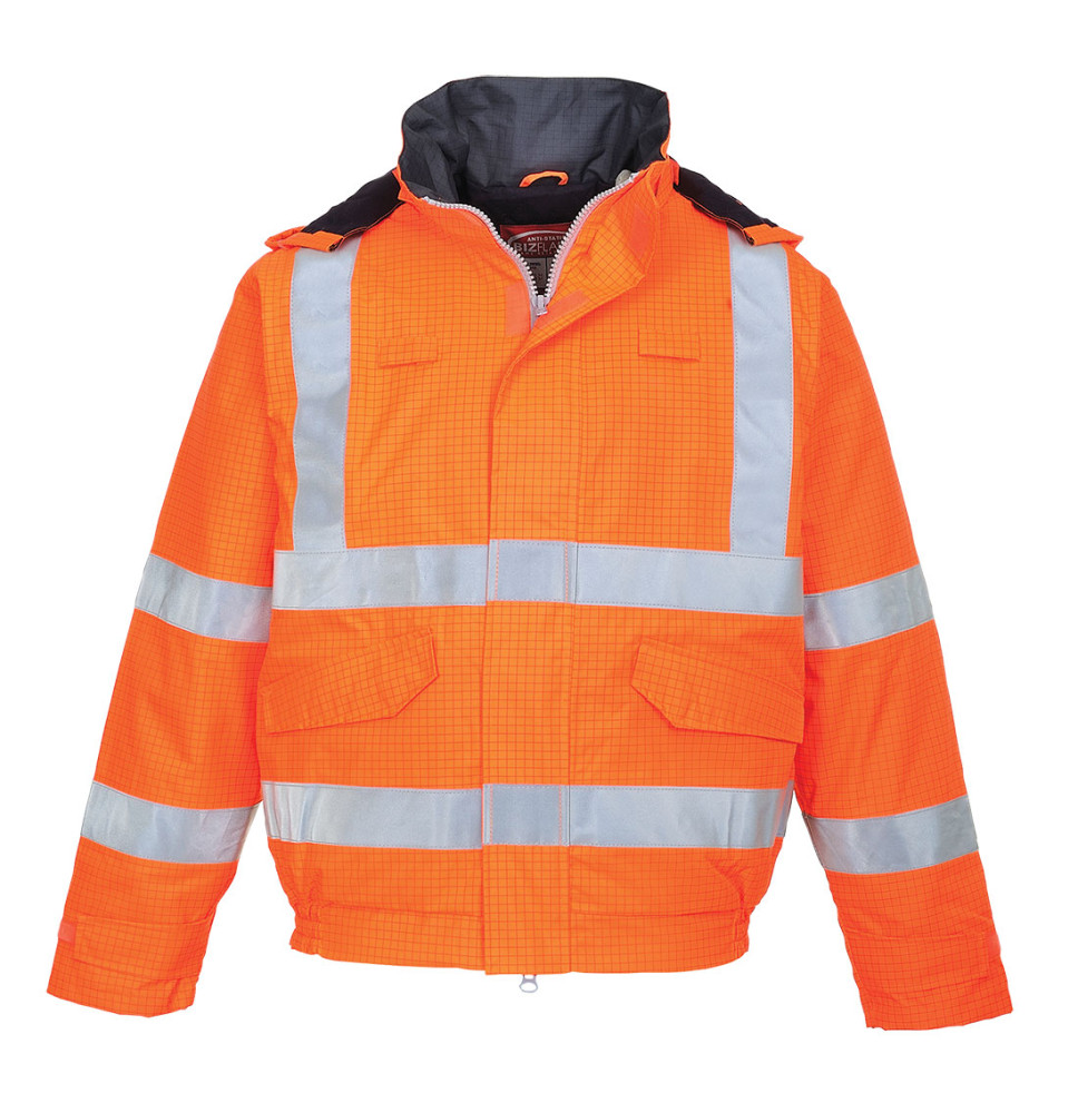 Nehorľavá antistatická vetrovka Bizflame Rain Hi-Vis